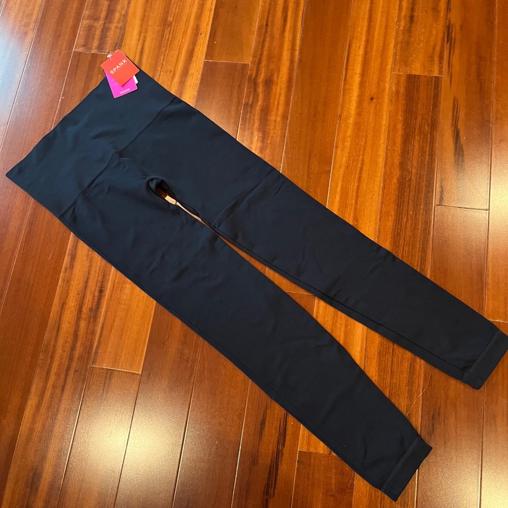 Spanx Seamless Shapewear Leggings Pants Port Navy Blue FL3515 New Size‎ Large